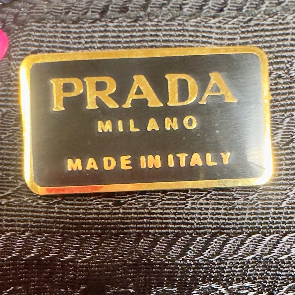 Prada Black Nylon Tote with Croc Embossed Trim